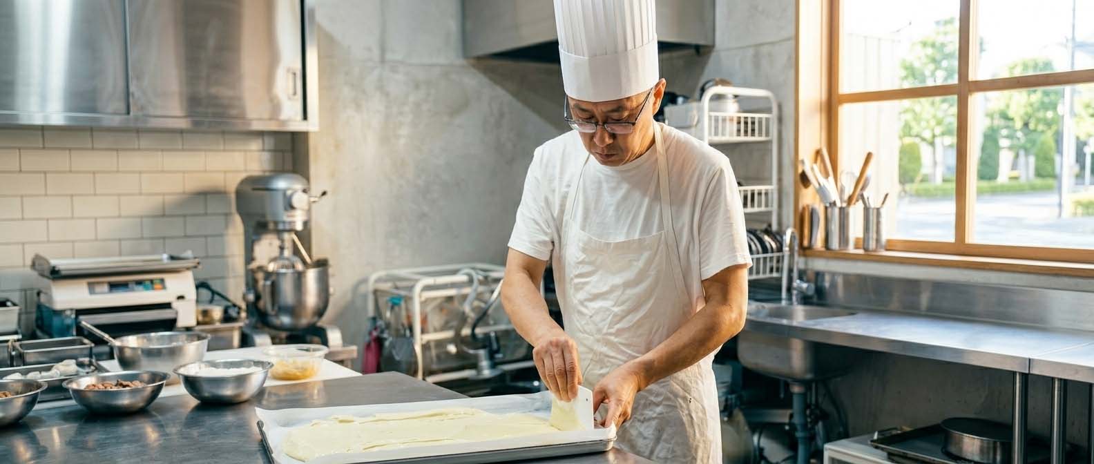 Inside the FoodieHan bakery — warm wood tones and fresh displays